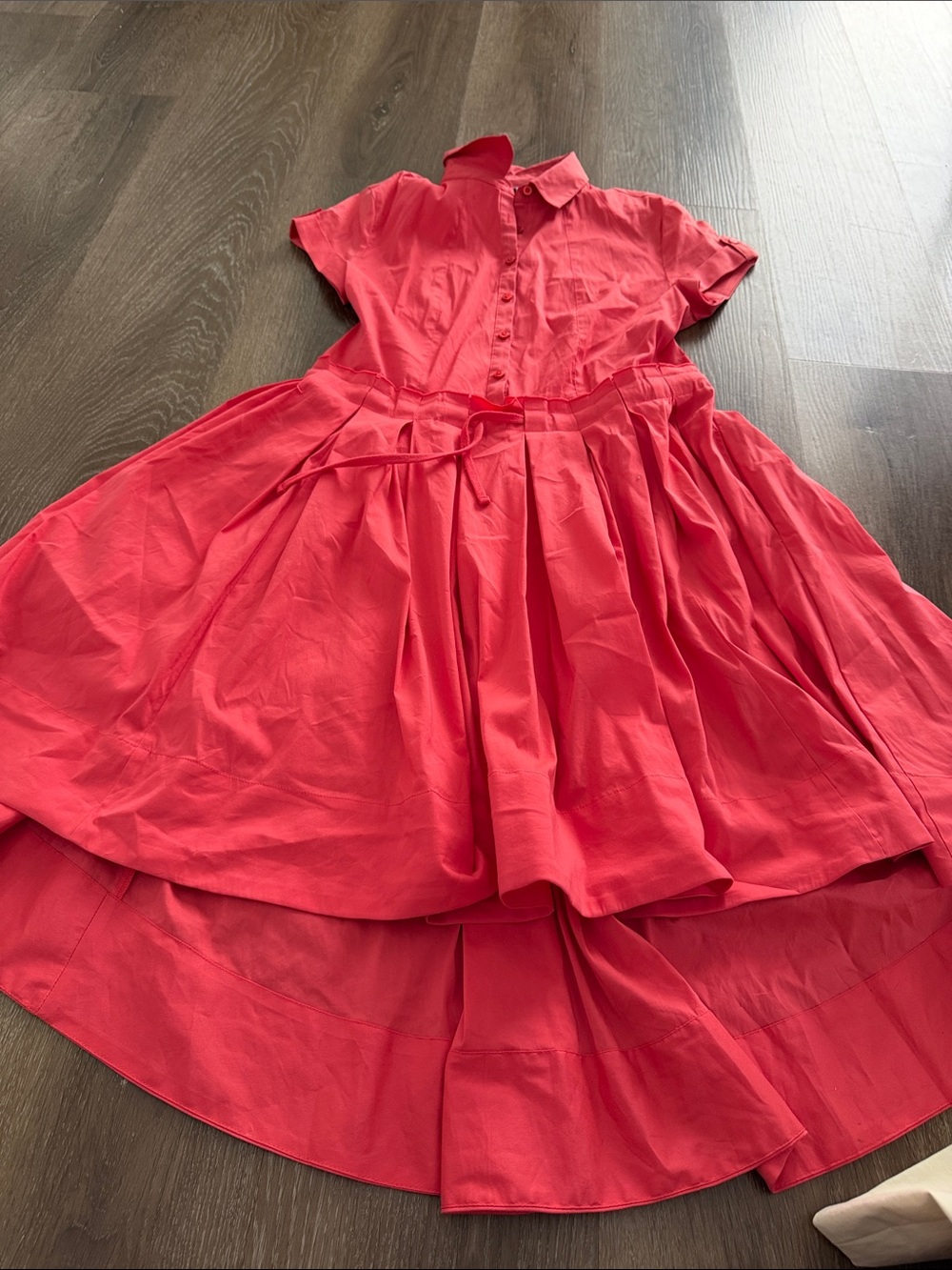 Armani Exchange Coral-Red Button-Front Fit & Flare Dress